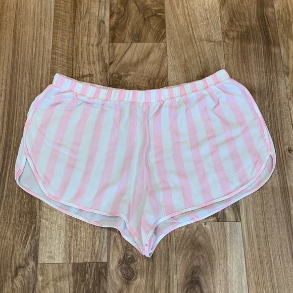 Pink And White Striped Pj Shorts 
